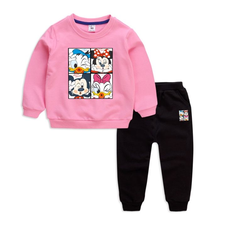 ใหม่-ชุด-8-colors-kids-long-sleeve-cotton-mickey-amp-donald-duck-cartoon-sweater-pants-set