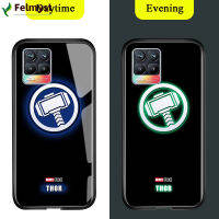 เคสโทรศัพท์ Realme 8/Realme 8 Pro,เคสสว่างส่องแสงเคสมือถือสีดำมหัศจรรย์สำหรับเด็กผู้ชายซูเปอร์ฮีโร่สำหรับโลโก้มนุษย์เคสมันวาวสไปเดอร์แมน Ironman Thor เคสโทรศัพท์หลังกระจกเทมเปอร์