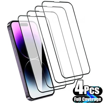 4Pcs Tempered Glass For iPhone 14 11 12 13 Pro Max Screen Protector For iPhone X XR XS Max 6 7 8 Plus Protective Glass Film