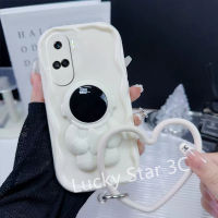 เคสสำหรับ Honor 90 90 Lite 70 50 Huawei P60 Pro Phone Case นิ่มแฟชั่นแบบสร้างสรรค์เคสโทรศัพท์ รูปคลื่นพร้อมที่ยึดนักบินอวกาศและสายรัดข้อมือด้านหลังโทรศัพท์