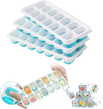 Ice Cube Trays 14 Grids Silicone Ice Cube Molds with Removable Lid  Easy-Release Stackable Ice Cube Tray for Cocktail Freezer
