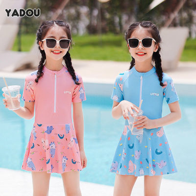 YADOU Childrens swimsuit Girls new skirt swimsuit swimming trunks Girls one-piece swimsuit