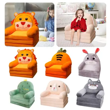 Booster Cushion for Car Pillows Back Plush Foldable Kids Sofa Backrest  Armchair 2 In 1 Foldable Children Sofa Cute Cartoon Lazy Sofa Children Flip