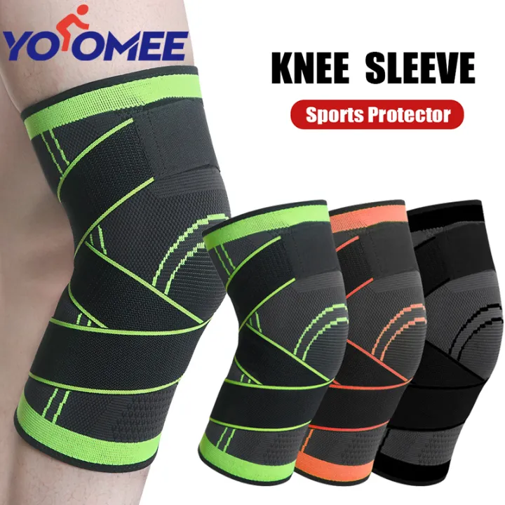 Yoomee 1 Pcs  3D Weaving Compression Knee Sleeve Knee Brace for Men & Women Knee Support for Running, Hiking ,Crossfit, Basketball, Pain Relief, Meniscus Tear Arthritis Faster Recovery Adjustable Stra
