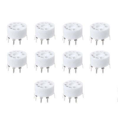 Holiday Discounts 10Pcs 9-Pin Outlet Electronic Tube Ceramic Sockets  Plated Tube Holder Audio Accessories