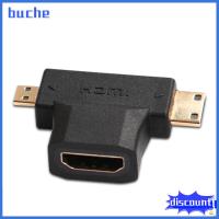 BUCHE 2 Pcs HDMI ตัวเมีย ตัวแปลง HDMI มินิ HDMI ตัวผู้ ข้อต่อชุบทอง อะแดปเตอร์ข้อมูล ของใหม่ ตัวผู้ Micro HDMI อะแดปเตอร์2 in 1 โทรศัพท์มือถือสำหรับมือถือ