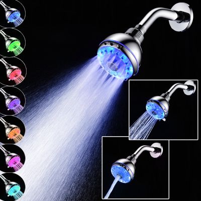 360 Degree Rotatable Handheld LED Shower Head Water Temperature Controlled 7 Colors Automatically Color Changing Shower Head Showerheads