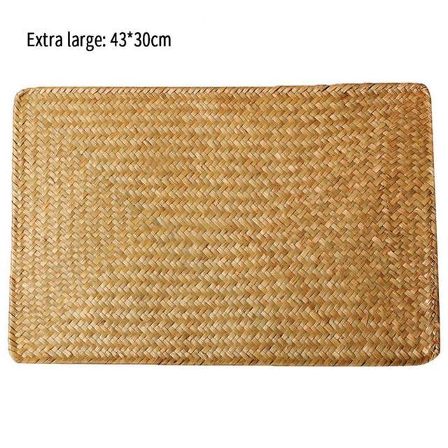 table-decoration-natural-table-mat-rectangular-rattan-placemats-kitchen-accessories-tools-placemats-dining-potholder-hand-woven