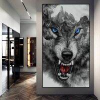 Ferocious Wolf Head Mountain Art โปสเตอร์ Modern Animal ภาพวาดผ้าใบภาพผนังสำหรับตกแต่งบ้าน-คุณภาพสูงพิมพ์