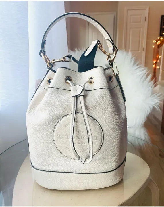 Guaranteed Original Coach Dempsey Drawstring Bucket Bag C4100 Chalk