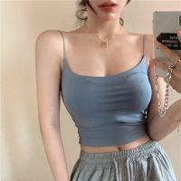 Genuine Uniqlo High-end European and American camisole womens summer outer wear sexy tight inner bottoming tube top high waist exposed navel short hot girl top