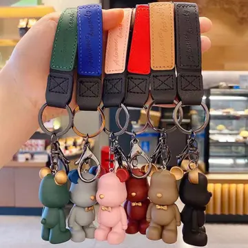 Bag Charms Leather Lanyard Bear Keychain Animal Key Ring Bow Tie Bear  Keychain