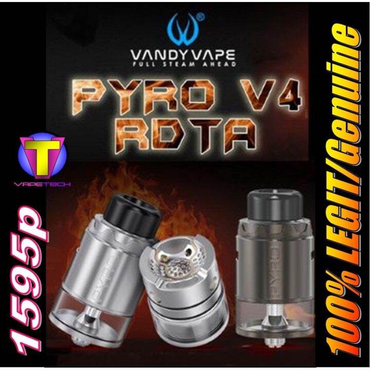 《Hot New 2023》 Vandy Vape Pyro V4 RDTA Atomizer 5ml (25.5mm) 100 Legit ...