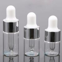 10Pcs 1/2/3 ml Clear Glass Essential oil Aromatherapy Dropper Bottles Silver Aluminum Cap Reagent Drop Eye Liquid Pipette Bottle