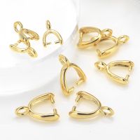 20Pcs Pure Brass 18K Gold Plated Bail Connectors Pinch Clip Pendant Bails Clasps Necklace Connector Accessories For Diy Jewelry