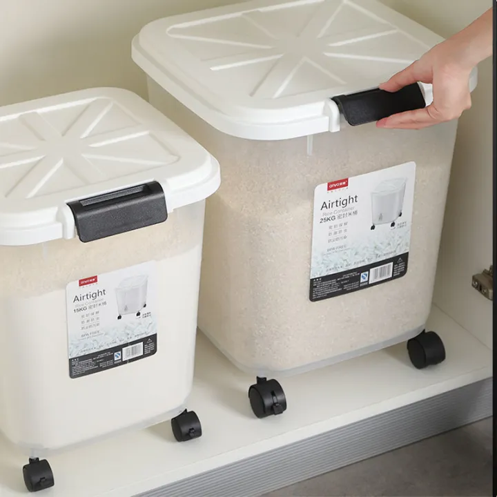 Rice Sealed Storage Container With Wheels Large Capacity Kitchen Bean Bin Organizer To Keep Dry And Fresh Lazada Ph Rice Sealed Storage Container With, Food Storage Bins On Wheels