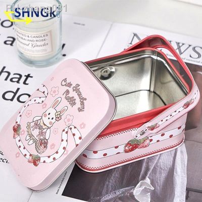 Easter Theme Decorative Tinplate Box Gift Packing Case Small Suitcase Storage Tin Metal Candy Cookie Box Sundries Organizer Cans
