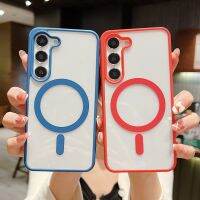 เคสชาร์จไร้สายแม่เหล็กขอบด้าน S22 Galaxy สำหรับ Samsung Galaxy S22ฝาหลังกันกระแทกที่ทนทานเป็นพิเศษ