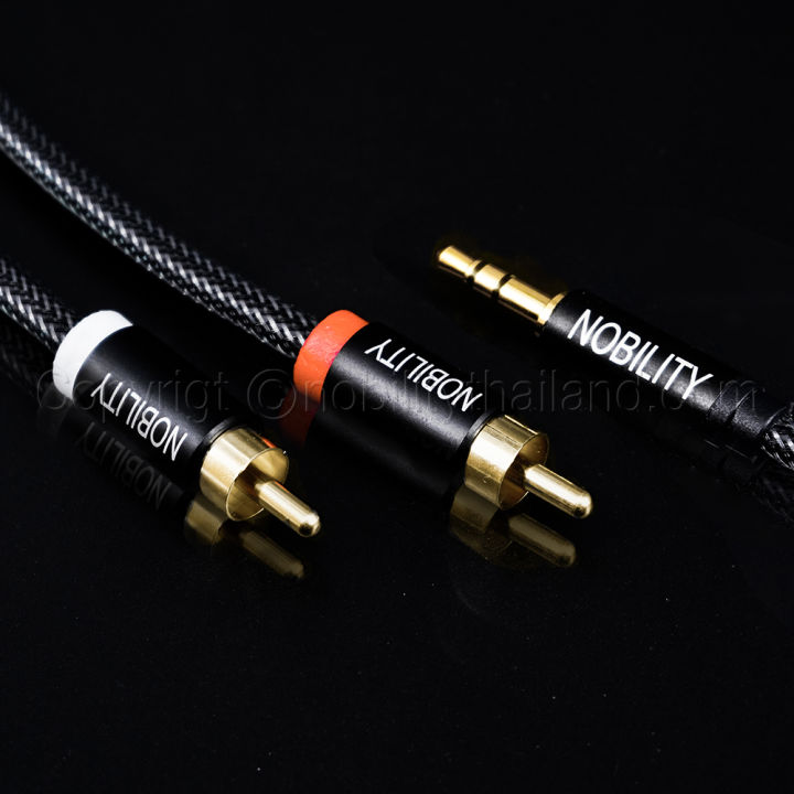 nobility-สายสัญญาณ-mini-to-rca-รุ่น-black-hawk-ยาว-1-1-5-2-3-เมตร-หัวทองแดงชุบทอง-ตัวสายทองแดง-6n-หุ้มหนังงู-เสียงดี-ทนทาน-made-in-taiwan