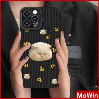 Mowin - เข้ากันได้สำหรับ เคสไอโฟน เคสไอโฟน11 เคส iphone 11 เคสหนังนักเรียนเคสหนังนิ่มเคสกันกระแทกแบบนุ่มป้องกันกล้องสีดำน่ารักหน้าบวมแมวเข้ากันได้กับ iPhone 13 Pro max 12 Pro max 11 xr xs 7 8Plus