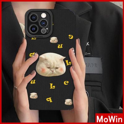 Mowin - เข้ากันได้สำหรับ เคสไอโฟน เคสไอโฟน11 เคส เคสหนังนักเรียนเคสหนังนิ่มเคสกันกระแทกแบบนุ่มป้องกันกล้องสีดำน่ารักหน้าบวมแมวเข้