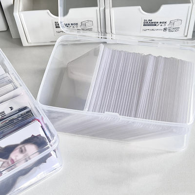 Rayua กล่องเก็บรูปถ่ายสติกเกอร์ใสแบบเกาหลีที่ใส่บัตรแบบเกาหลีอุปกรณ์จัดระเบียบโต๊ะกล่องเครื่องเขียน