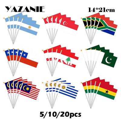 YAZANIE 14x21cm 5/10/20pcs Argentina Singapore South African Chile Lebanon Pakistan Malaysia Uruguay Ghana Small Hand Flag