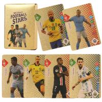 55Pcs/Box no-repeat World Football Star Golden Cards Limited Signature Soccer Star Collection Trading Children Fans Gift Toy