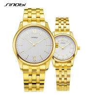 Sinobi Hot Fashion Luxury Couple Watch Gold Mesh Steel Belt Women Watches Top Brand Waterproof Lovers Watches Gift Reloj Mujer