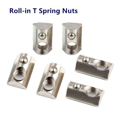 20/5pcs Roll-in T Slot Nuts M3 M4 M5 M6 M8 Half Round Ball Elasticity Spring Nut for EU 2020 3030 Series Aluminum Profile Groove Nails Screws Fastener