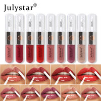 JULYSTAR สองหัวกระจกด้านลิปเคลือบริมฝีปากไม่ติดถ้วยกันน้ำความชุ่มขื้นคงทนอยู่นานแต่งหน้าลิปสติก