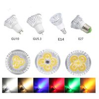 ไฟหลอดไฟ Led ไฟสปอตไลต์ Cob แสงสี Gu10 Gu5.3 110V 220V โคมไฟสีเขียวสีฟ้าสีเหลืองสีแดง Rgb 4000K หรี่แสงได้ E14