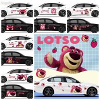 ANGELIO Lotso สติ๊กเกอร์ติดรถยนต์รูปหมีสตรอเบอร์รี่,สติ๊กเกอร์ติดรถยนต์รูปหมีสตรอเบอร์รี่อุปกรณ์เสริมสติกเกอร์ประดับรถยนต์การ์ตูนแต่งรถกันน้ำติดรถยนต์