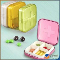 Orna กล่องยา มินิ กล่องสีสันลูกกวาด หลายช่อง กล่องยาแบบพกพา สปอตสินค้า Cross-packing pill box