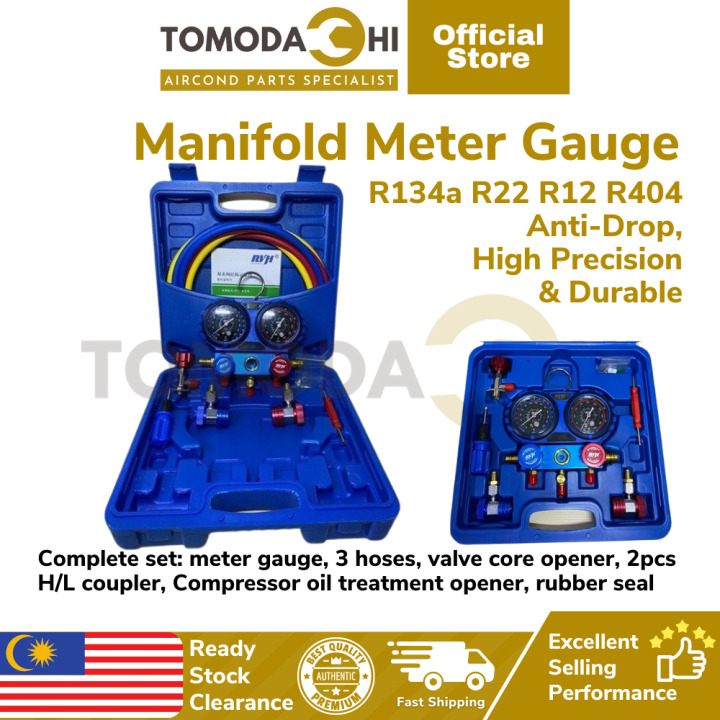 TOMODACHI Manifold Meter Gauge Aircon R134a R404 R22 R12 Gas Meter