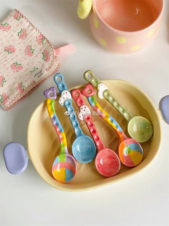 korean-ins-style-cute-dessert-ceramic-spoon-coffee-spoon-stirring-spoon-interesting-tableware-ceramic-spoon-set-salad-spoon-serving-utensils