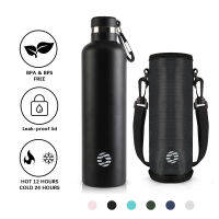 Fjbottle ขวดน้ำสแตนเลสพร้อมกระเป๋า-1000 ML750 Ml ขวดน้ำแก้วความจุขนาดใหญ่ BPA ฟรีขวดน้ำร้อนเหมาะสำหรับกีฬากลางแจ้งโรงเรียน Cycling823