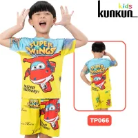 Quần áo bé trai thun lạnh In 3D Hình Máy bay Supper wing Kunkun TP066 - Bộ cộc tay bé trai size đại từ 10kg - 60kg chất liệu thoáng mát co giãn 4 chiều cao cấp