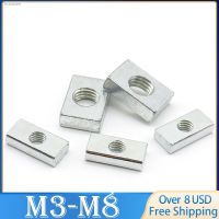 ✶ 10pcs Square Nut M3 M4 M5 M6 M8 Zinc-Plated Carbon Steel Thin Rectangular Nuts Slider Block for Aluminum Profile Accessory