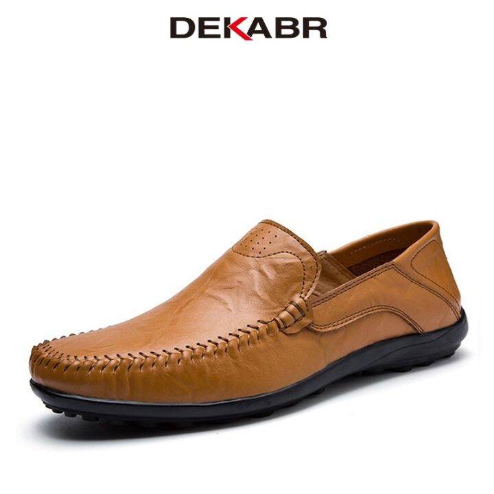 Dekabr Soft Leather Men Loafers New Handmade Casual Shoes Men Moccasins For Men Split Leather 7461