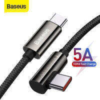 Baseus USB C สายสำหรับ Huawei Samsung Xiaomi USB C To Type-C Quick Charge 90องศา100W Fast Charging สำหรับ AppleBook MateBook X Pro HP แผ่นรองเดล Pro ลวด