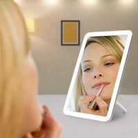 Portable Desk Makeup Mirror USB Rechargeable Light LED Makeup Mirror Cosmetic mirror Touch Screen Beauty Tools Mirrors