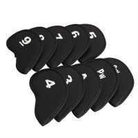 10Pcs/Set Golf Head Covers Club Iron Protector Neoprene Headcover Golf Accessory Black Golfer Light Gift For Golfers Two Colors