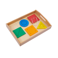 Montessori ของเล่นเกลียวสตริงเกมทารกเด็กวัยหัดเดินปฐมวัยการศึกษาเด็กประสานมือและตาการฝึกอบรมเครื่องมือ W ถาด