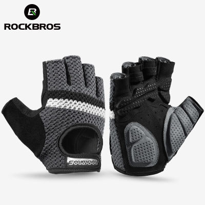 ROCKBROS จักรยานถุงมือครึ่งนิ้วลื่นกีฬาการออกกำลังกายการออกกำลังกายถุงมือยุทธวิธีสำหรับผู้หญิงผู้ชายขี่จักรยาน Shockproof822