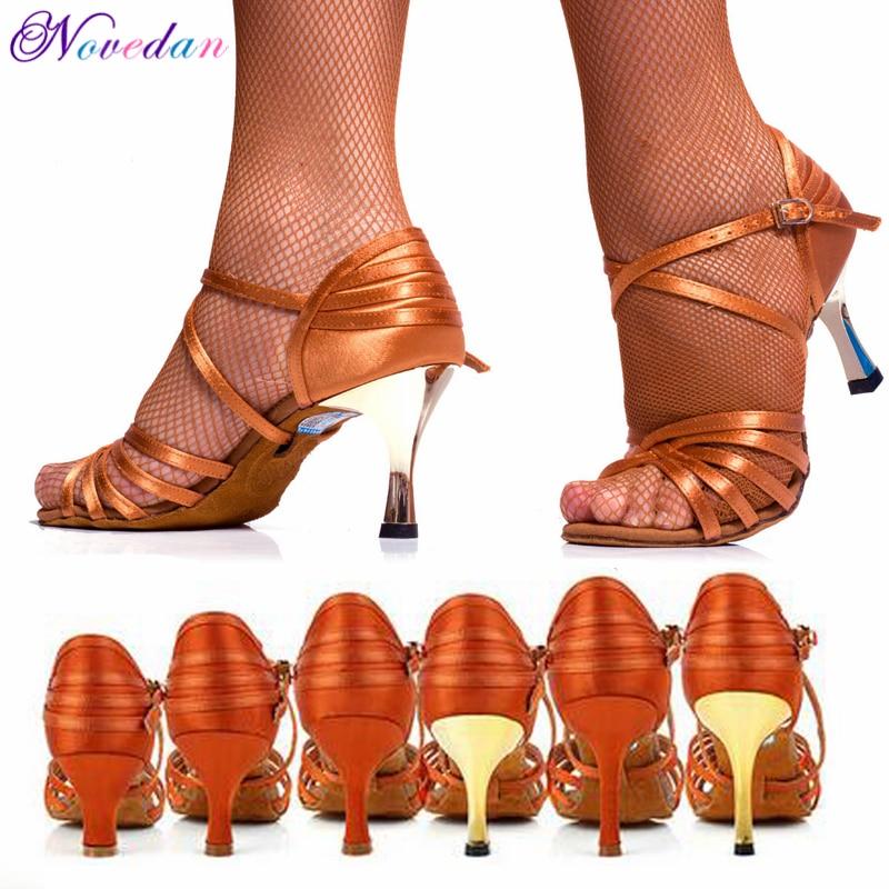 Ballroom Latin Dance Shoes Women 5cm Heeled Ladies Tango Salsa Shoes Silk Satin 