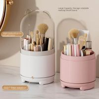 Makeup Brush Holder Dustproof Makeup Brush Organizer Pen Holder Lipsticks Cosmetic Storage Box with Lid 360 Degree Rotating