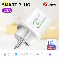 20a สหภาพยุโรป Zigbee สมาร์ทเสียบกับการตรวจสอบพลังงานอะแดปเตอร์ซ็อกเก็ตบ้านอัจฉริยะเสียบ Tuya สมาร์ท Zigbee ฟังก์ชั่นจับเวลาสมาร์ทเสียบ