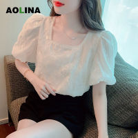 AOLINA 2023เสื้อชีฟองผู้หญิงเสื้อแขนสั้นสำหรับหน้าร้อนใหม่,เสื้อเบลาส์แฟชั่นเสื้อสตรี