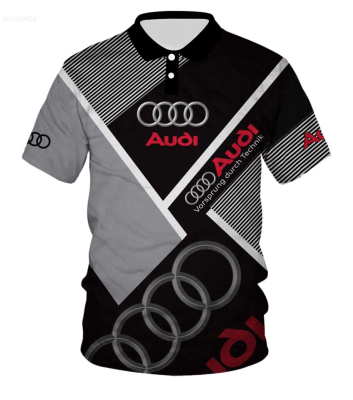 jacket Summer Summer new personality Audi car logo T-shirt 3D printing casual short-sleeved men s and women Polo shirt 08（Contactthe seller, free customization）high-quality